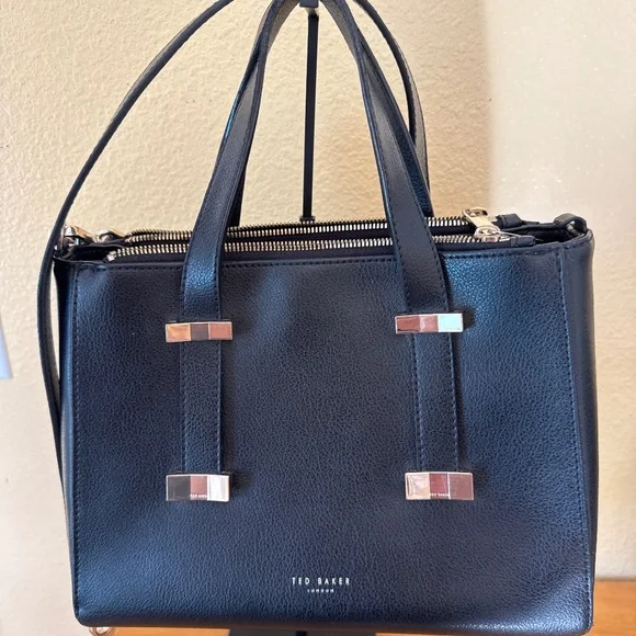 Ted Baker London black leather shoulder hand bag - Picture 1 of 12